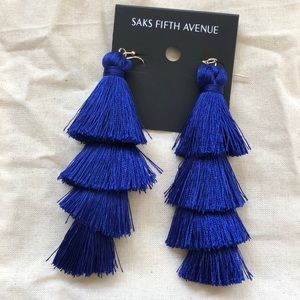 Saks Fifth Ave gorgeous blue tassel earrings